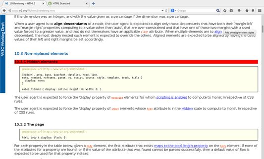 Getting an URL of a specific section of a W3C spec