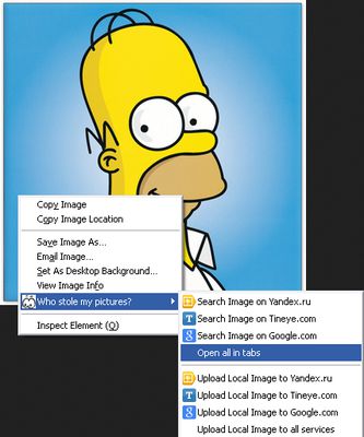 Right click image menu