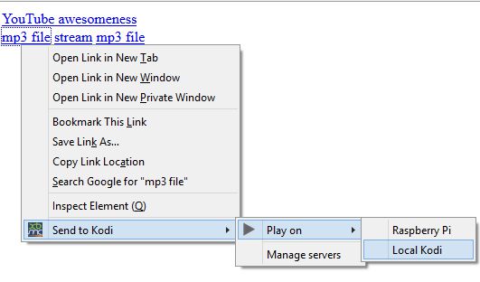 Right click menu with server choice