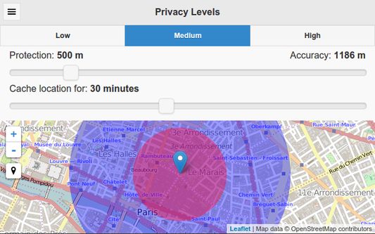 Privacy levels configuration.