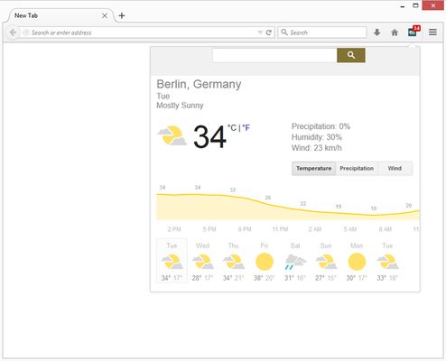 toolbar panel UI (showing temperature)