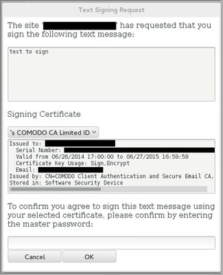 the window.crypto.signText dialog, reimplemented