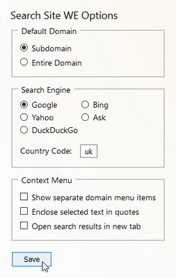 Search Site WE - options page