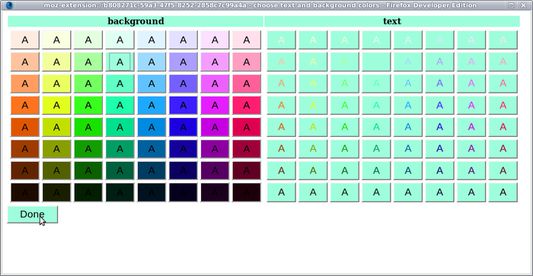 Window for color selection