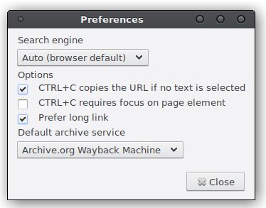 Preferences window