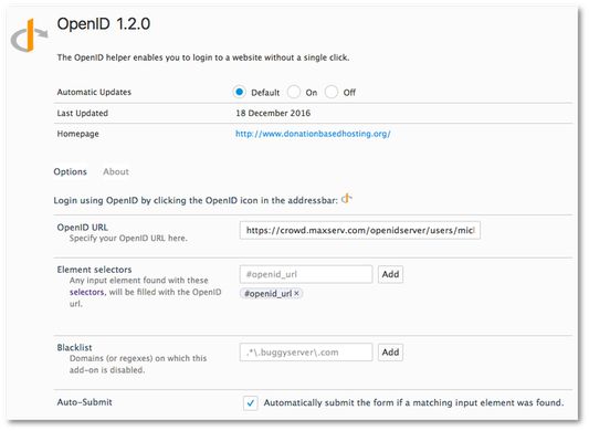 Settings page