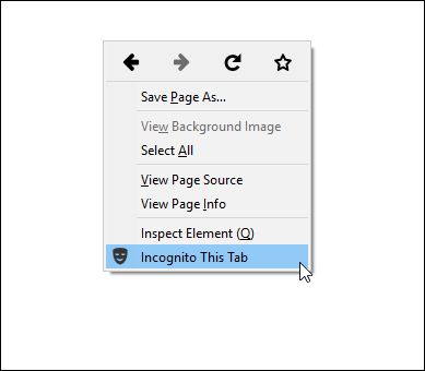 context menu option