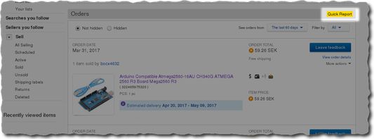 The `Quick Report` seemingly emerges into the default eBay purchase history page. So the compact version of eBay purchase history will be always only one click away.