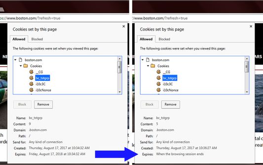 Shows how persistent cookies were demoted before and after.