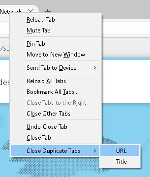 Right click menu on tabs.