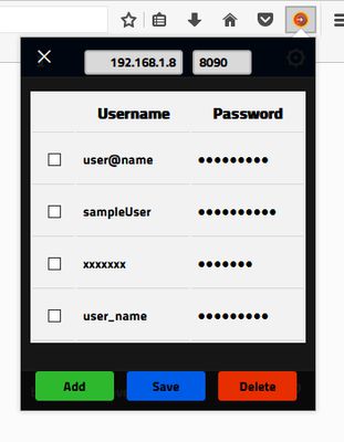 Save GatewayIP, Port No, Usernames & Passwords in Settings.