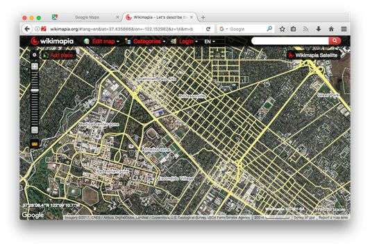 The same location opened in Wikimapia in a new tab.