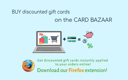 Buy discounted gift cards and apply them instantly to your order.