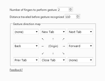 Settings page