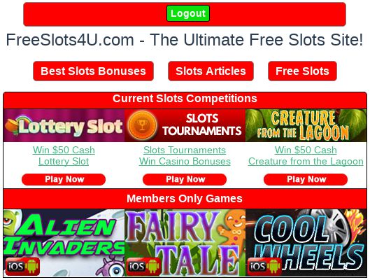When logged in you get access to the free members only slots games.