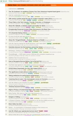 see the webpages you have tagged right from popular forums, like hacker news.