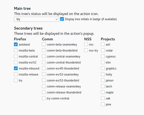 Select whichever trees you want to know about.