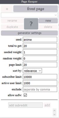 Edit settings to tailor the results of the random generator