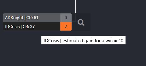 Hover over a match to display an estimated score change