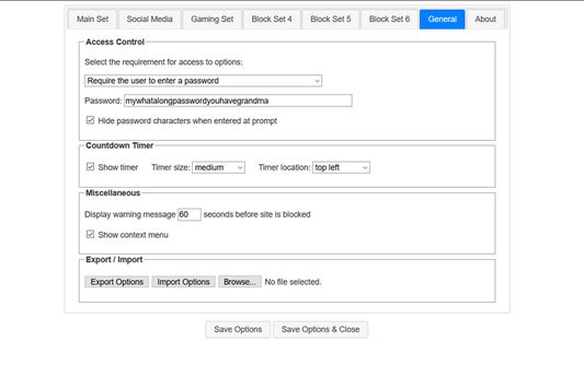 Options Page