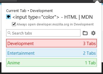 Assigning a hostname to a tab group via toolbar button (aka Quick Switcher).