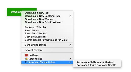 context menu on download link