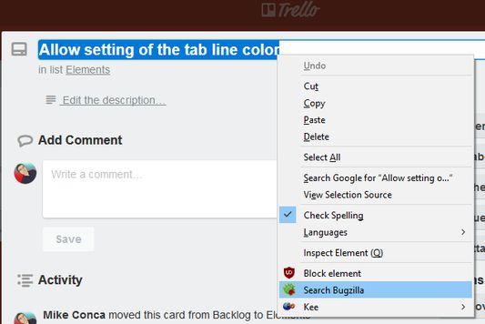 Highlight any text and right-click.