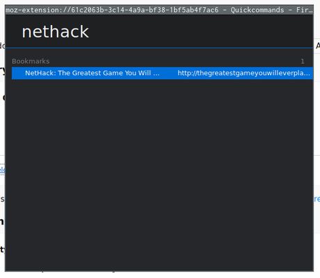 Quickcommands window with 'Dark' colorscheme