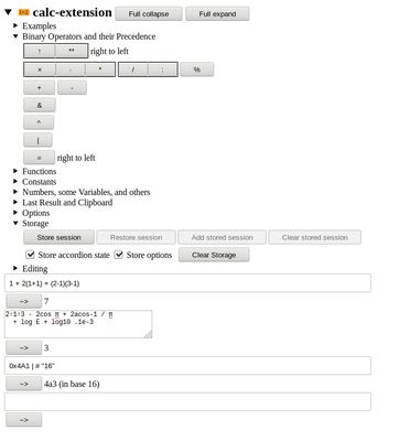 Example session showing some features