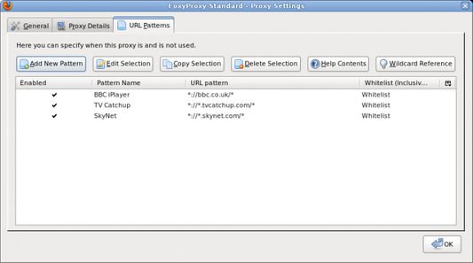 Proxy Settings - URL Patterns