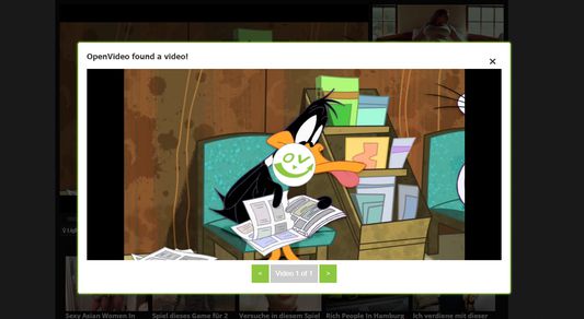 OpenVideo detects every video on a website (here: KimCartoon). Click on the OpenVideo icon to watch them ad-free or to download them...