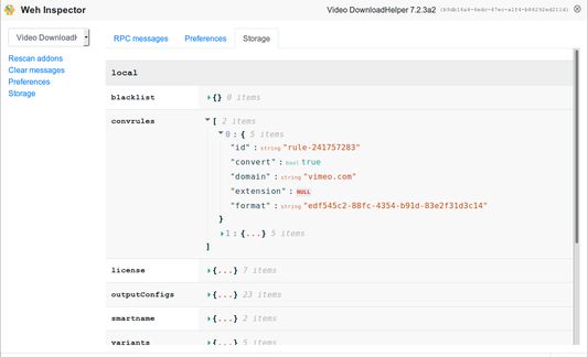 Showing storage data