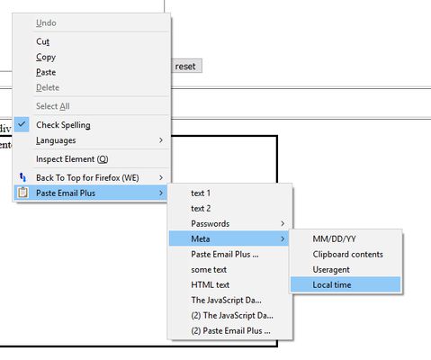 PEP context menu