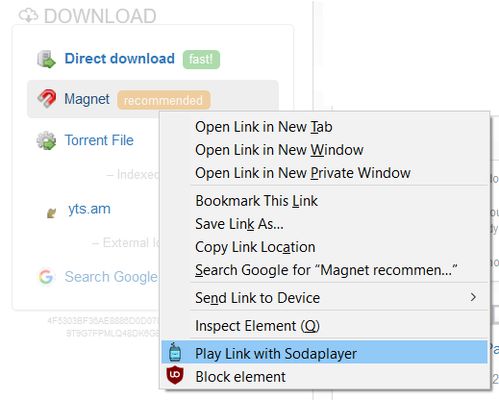 Right Click links to open with SodaPlayer