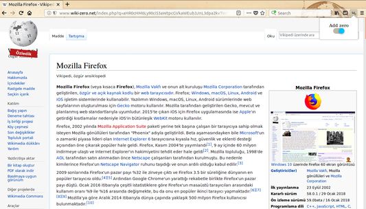 Wiki-zero (with the pop-up menu opened)