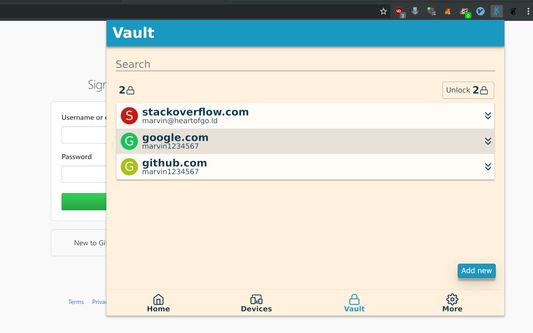 Password management UI