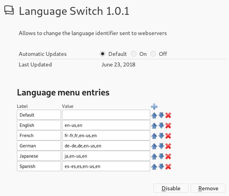 The list can be freely customized in the Addon settings.