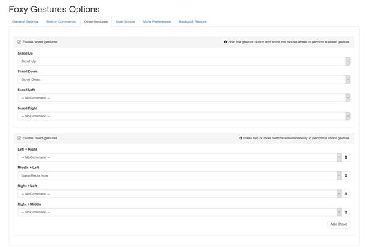 Wheel and chord gesture support with custom chords.