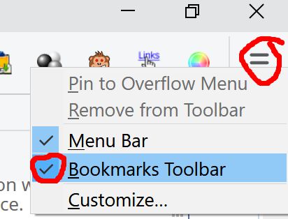 First make the bookmarks toolbar visible, e.g. via a right-click on the three horizontal bars in the browser's upper right corner.
Personally, I prefer to have the old fashioned menu bar (File/View/...) visible as well, because I can drag the bookmark toolbar's content into that menu bar, too, using