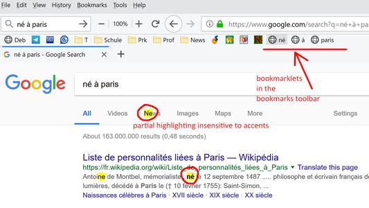 Bookmarklets are bookmarks with javascript instead of normal URLs. They show up in