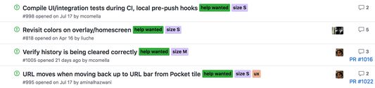 Example of indicating prs in an issues list