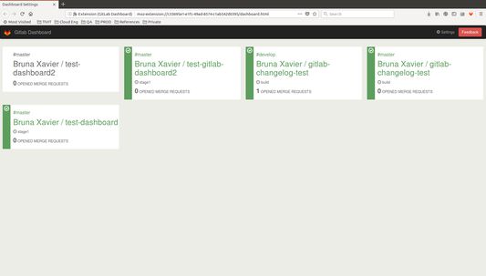 The dashboard page