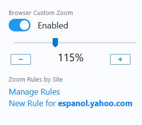 When enabled you can set a zoom to your liking.