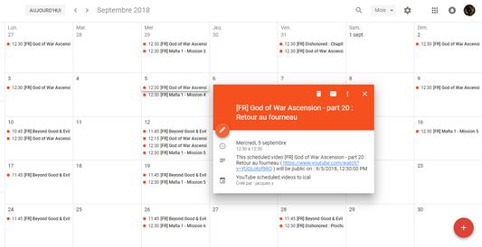 The created calendar in Google Calendar