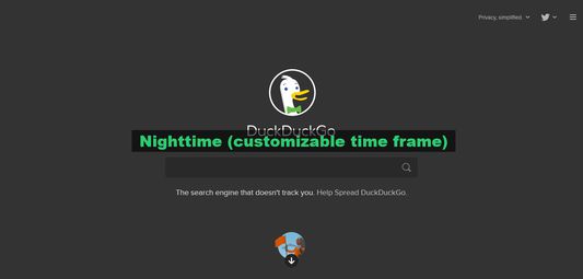 During a specified time frame (default 20:00-07:00), dark theme will be selected.