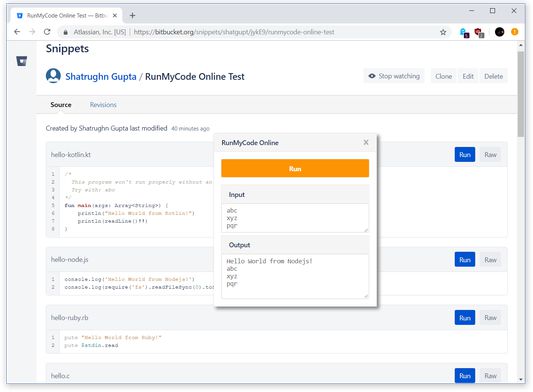 Bitbucket Snippets