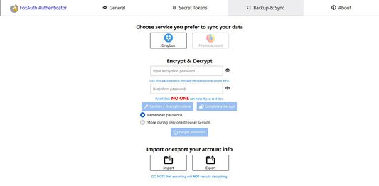 sync, encryption , import & export