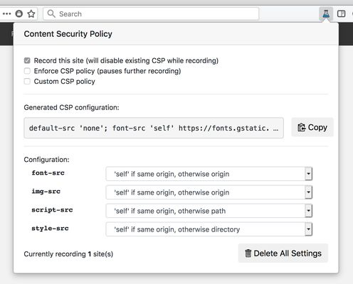 After recording, Laboratory generates a Content Security Policy that matches the resources your site uses.