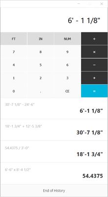 Perform basic operations with foot-inch values and calculate square footage.