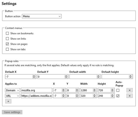 Settings (Might not be up to date with latest version)